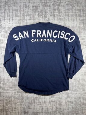 VTG Spirit Navy Blue OVERSIZED Long-Sleeve Crewneck shirt  San francisco sz XS
